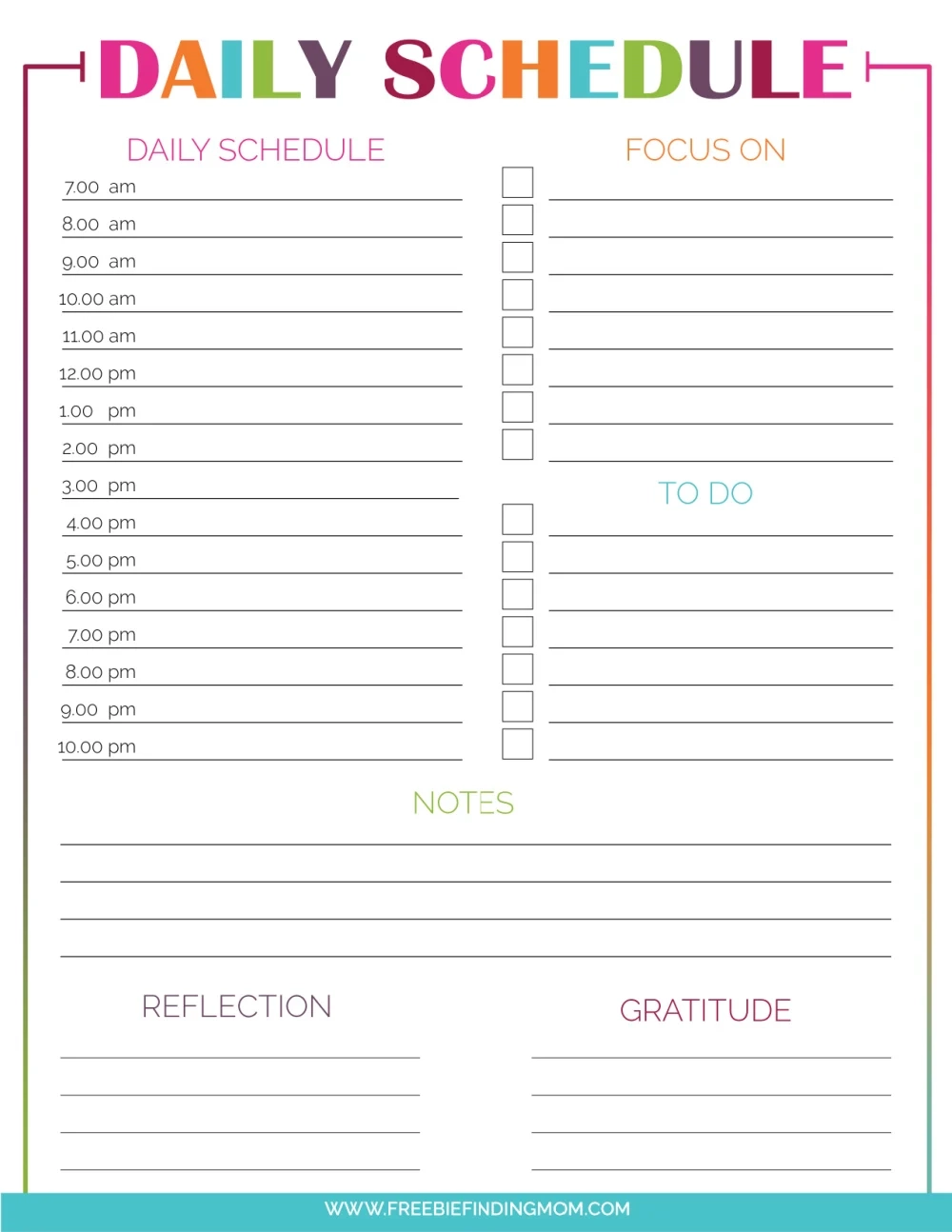 Printable Hourly Planner Template