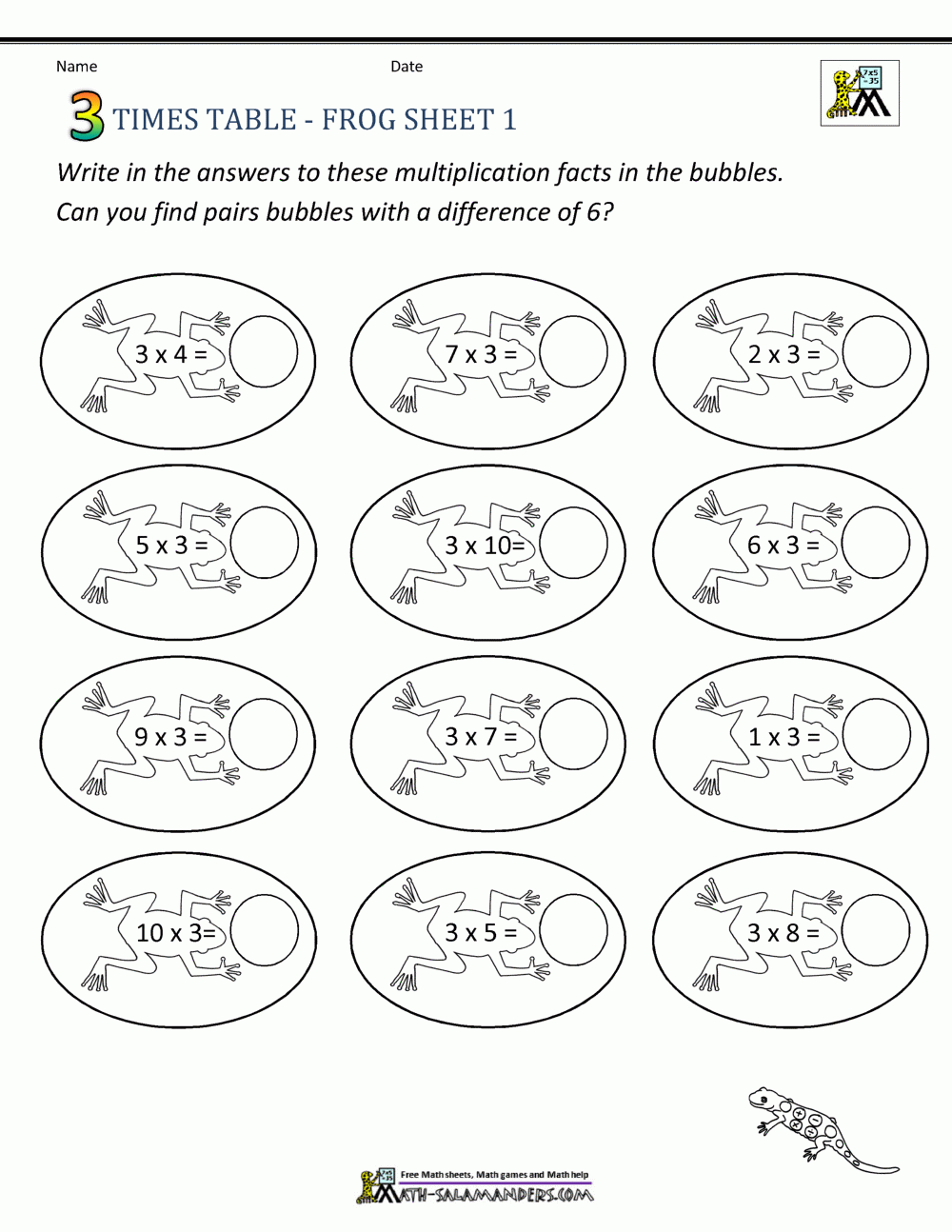 3 Times Table Worksheet Collection