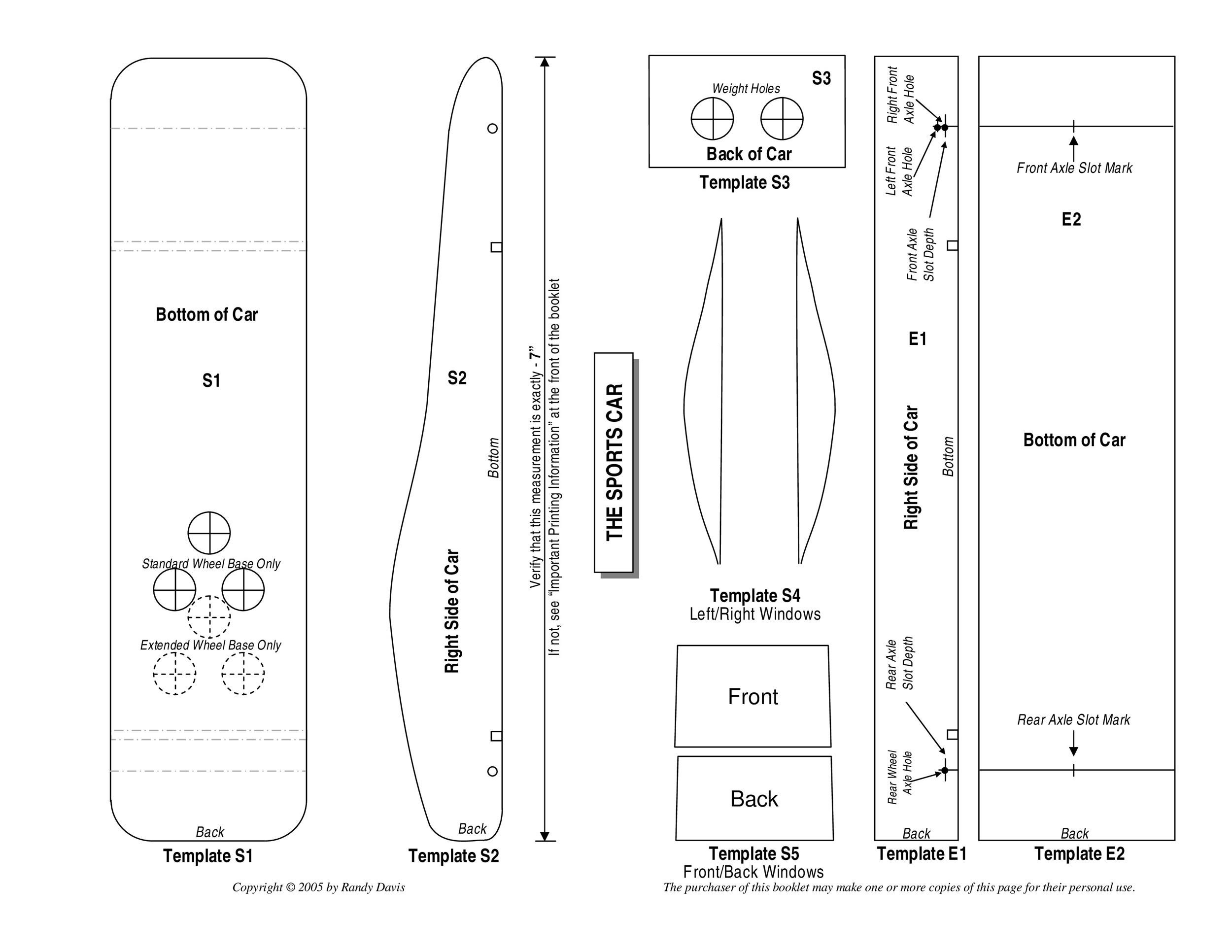 Pinewood Derby Car Cutting Template