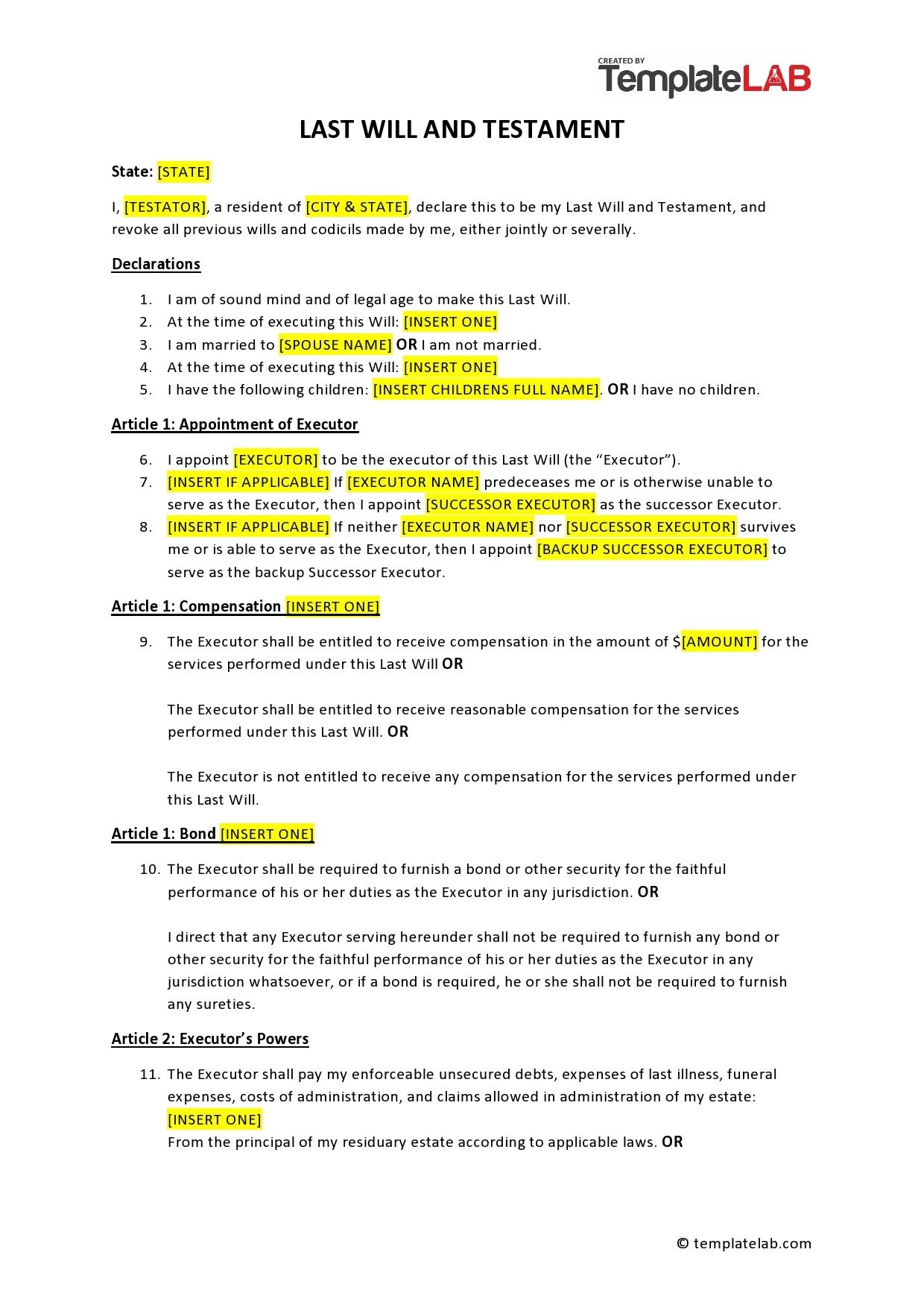 39 Last Will And Testament Forms amp Templates TemplateLab