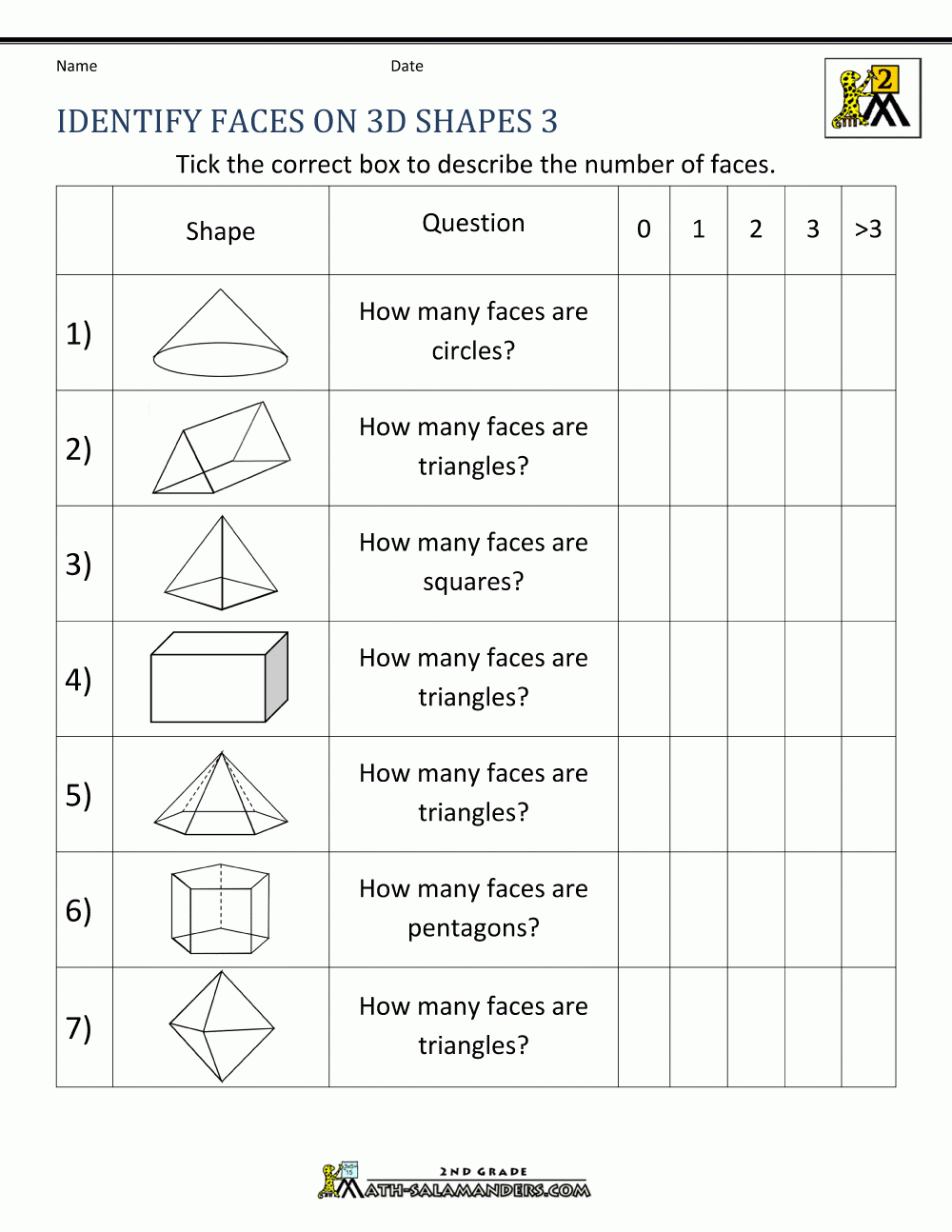 Free Printable 2d And 3d Shapes Worksheets