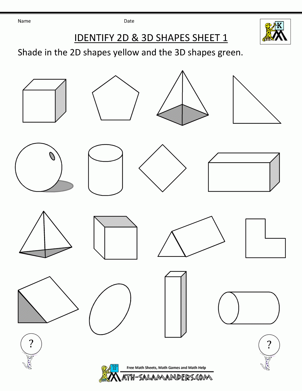 3d Shapes Worksheets