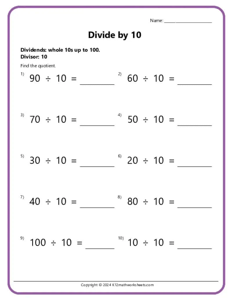 3rd Grade Division Worksheets K12 Math Worksheets