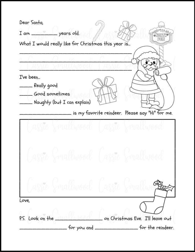 4 Coloring Letter To Santa Templates Cassie Smallwood