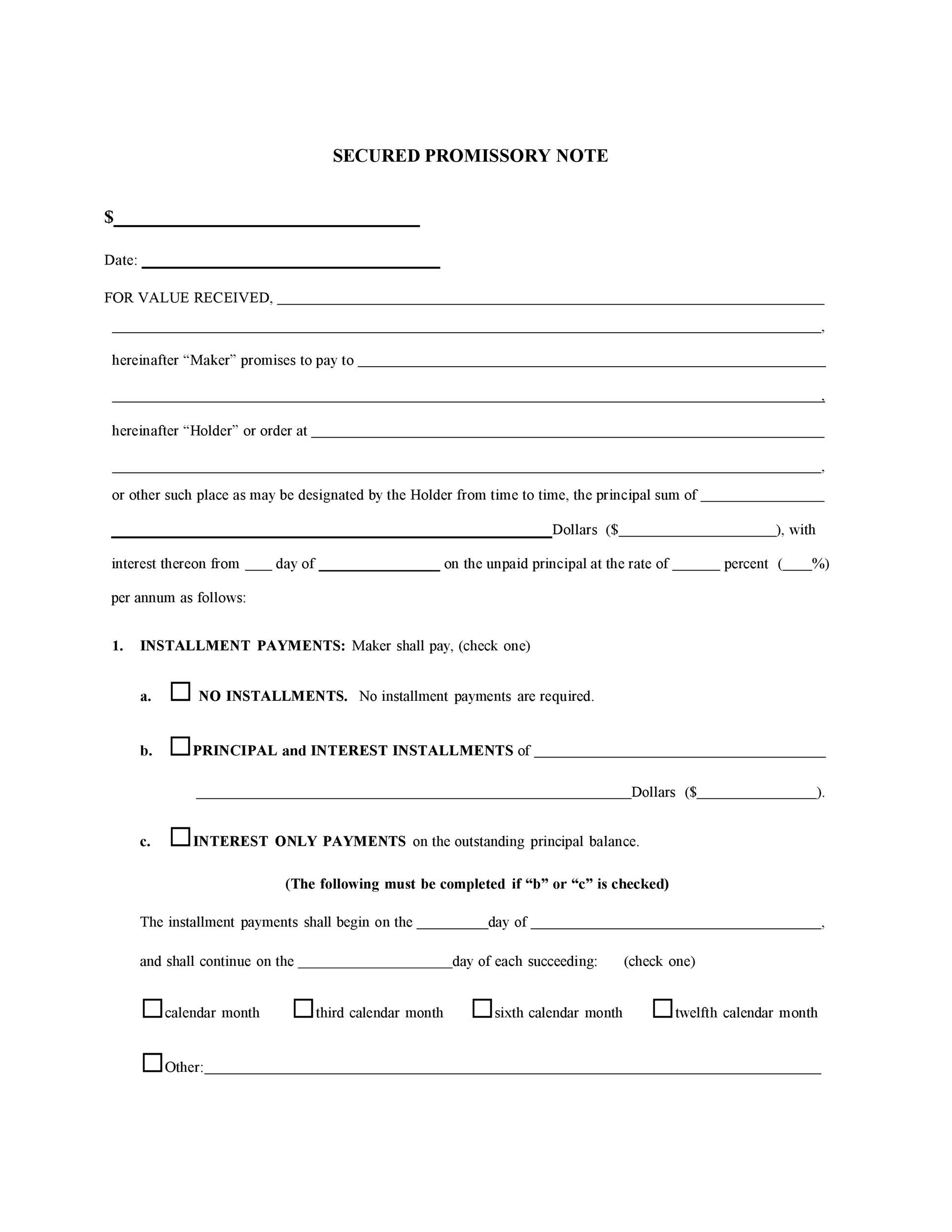 50 FREE Promissory Note Templates Secured amp Unsecured 