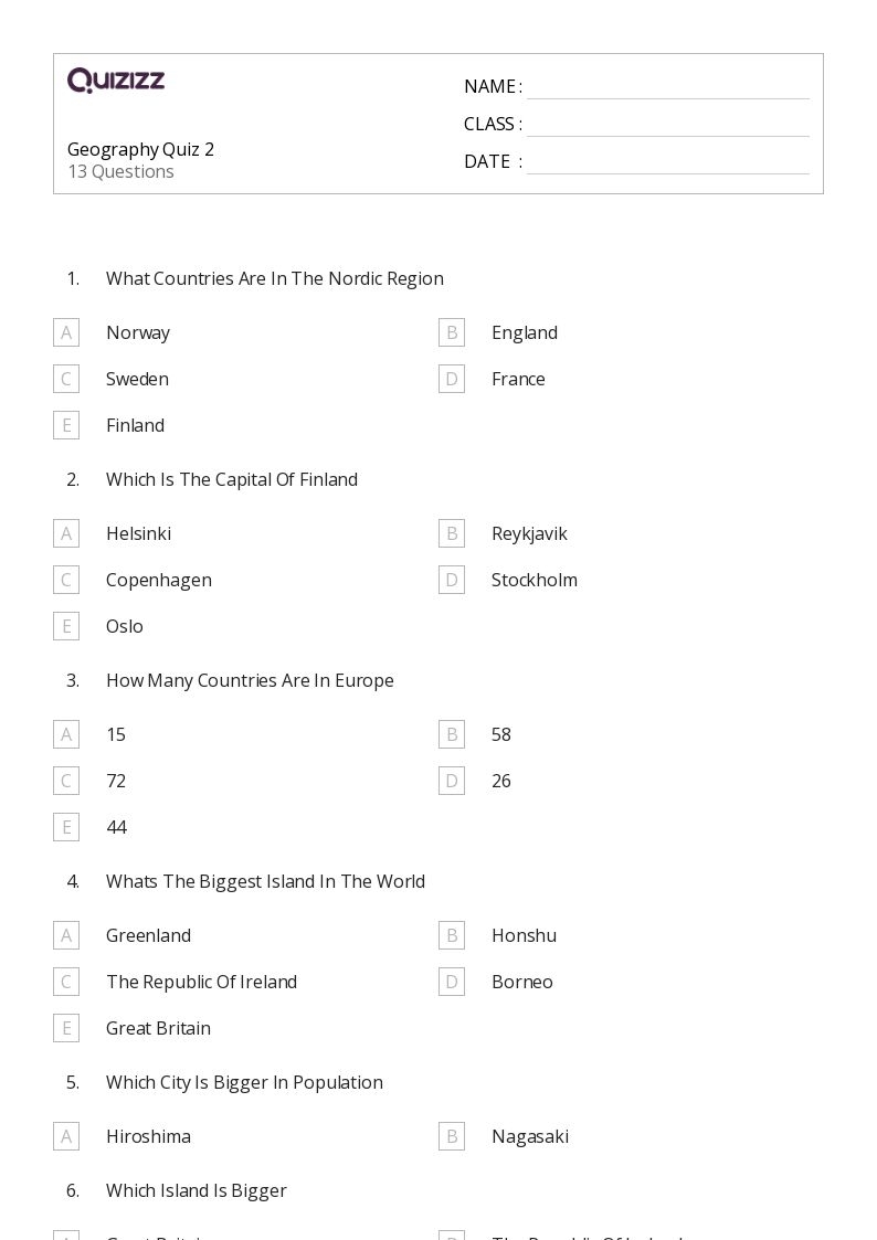 50 Geography Worksheets For 8th Class On Quizizz Free amp Printable