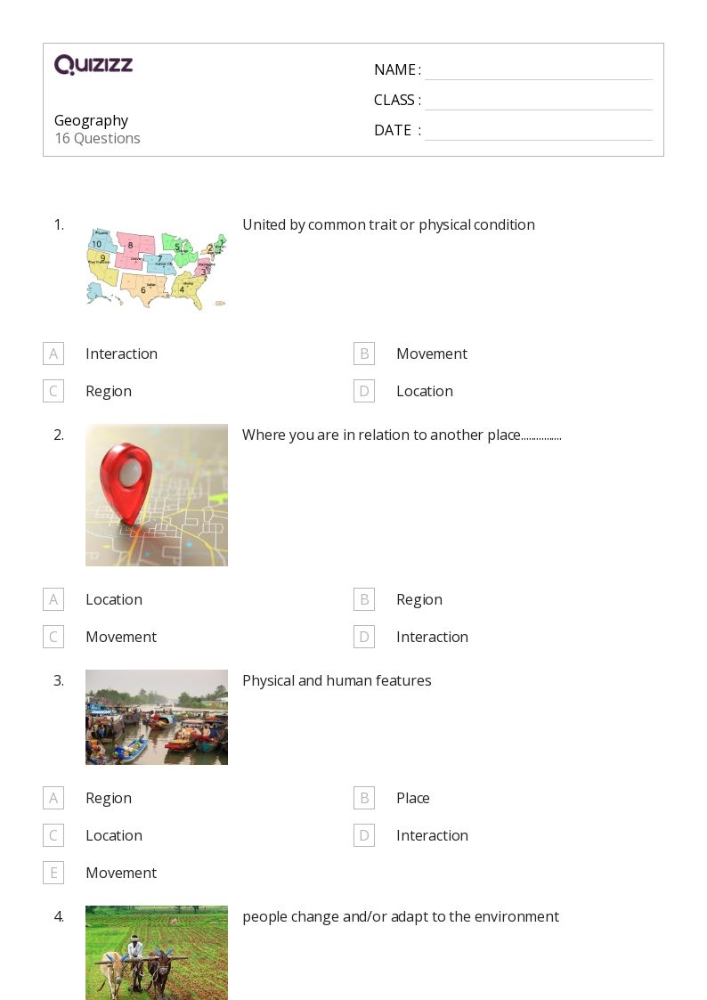 Printable Worksheets For 8th Grade Geography