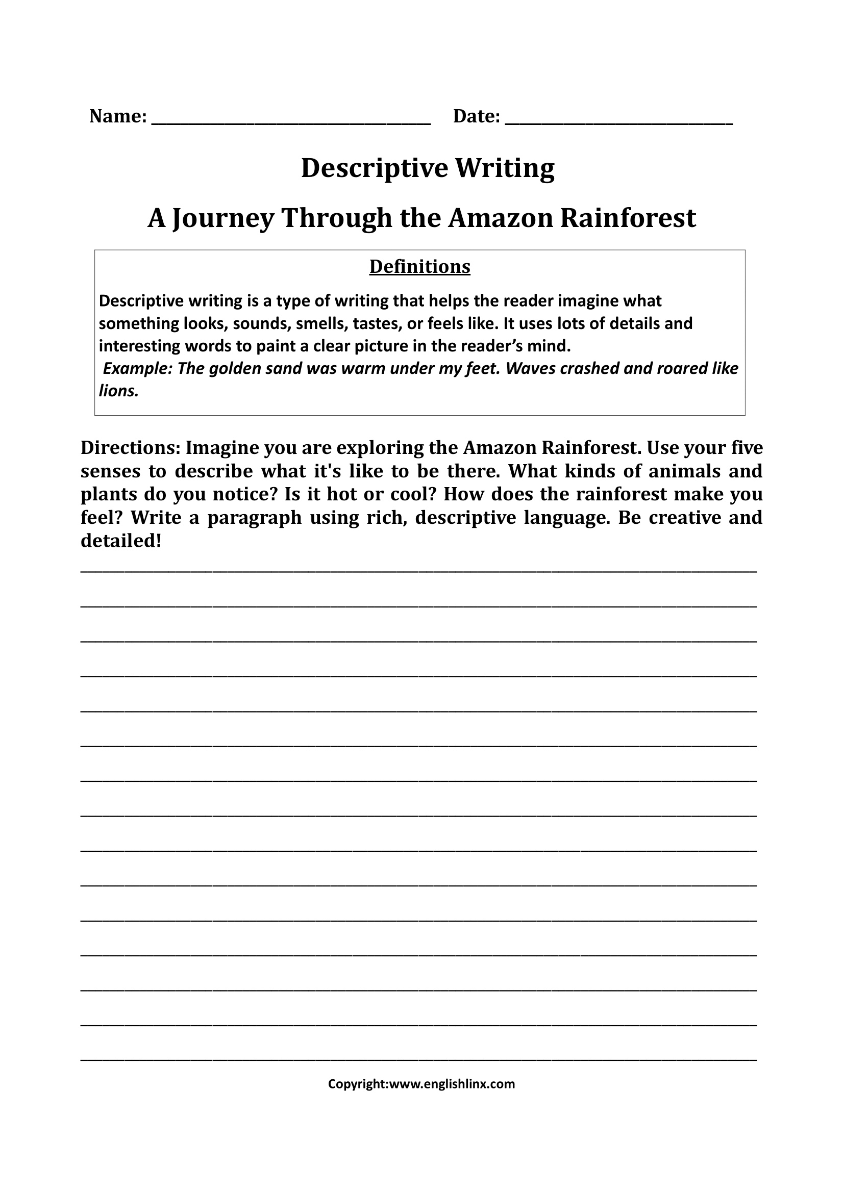 5th Grade Writing Worksheets Printable Writing Practice For 