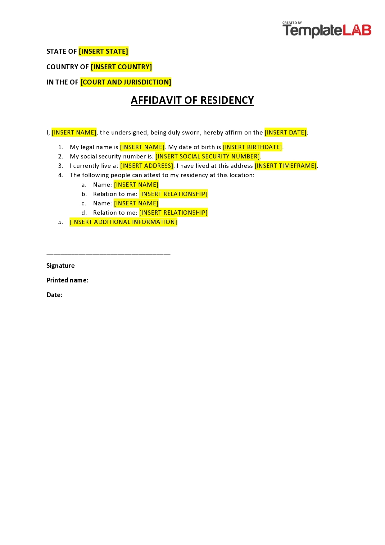 60 Free Affidavit Templates amp Forms Word PDF TemplateLab