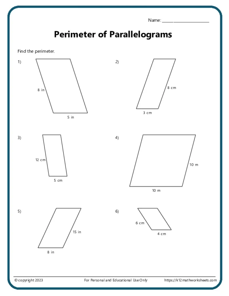 6th Grade Geometry Worksheets