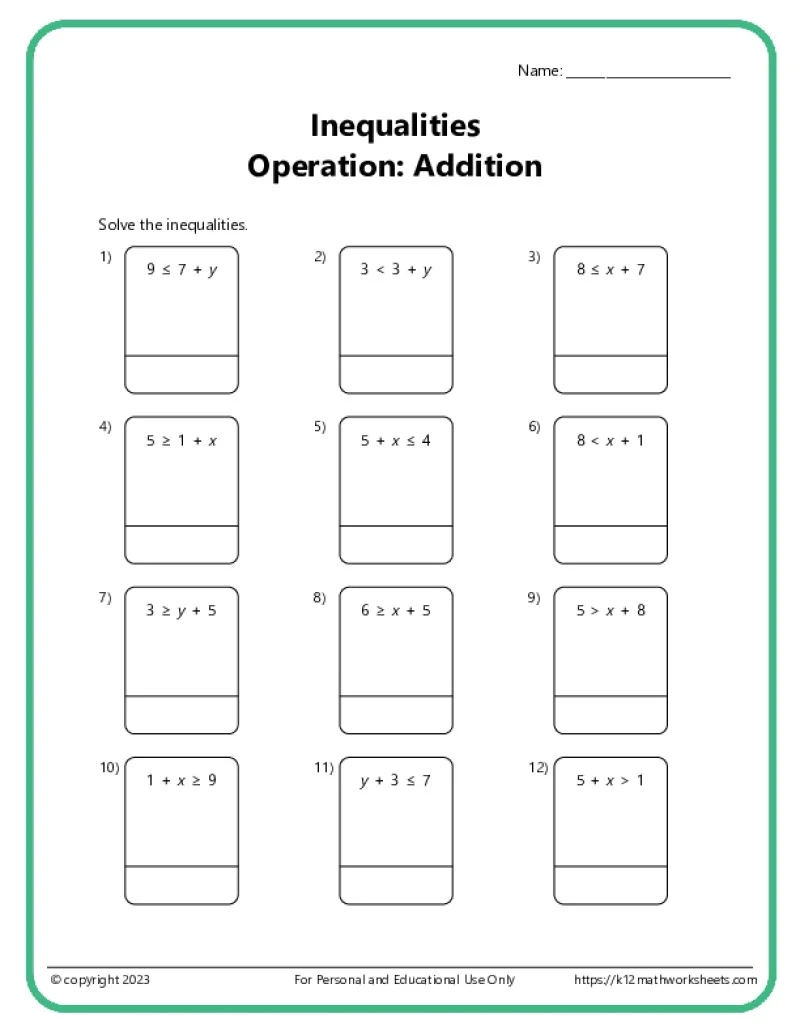 6th Grade Math Worksheets Printable