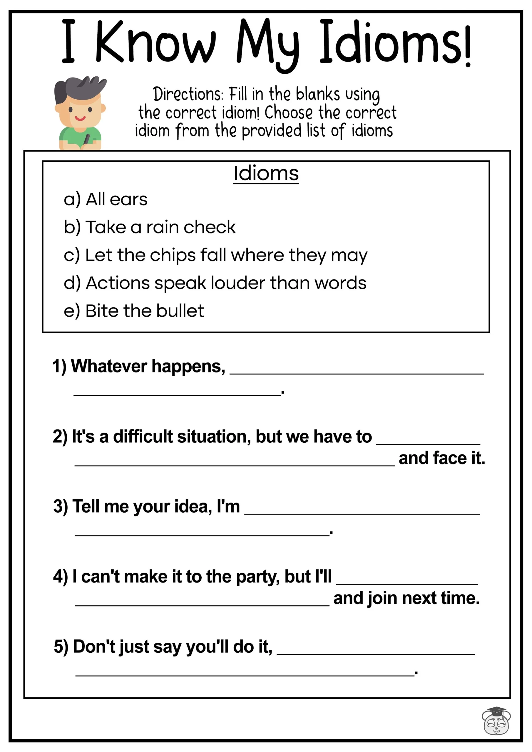 Free Printable Idioms Worksheets