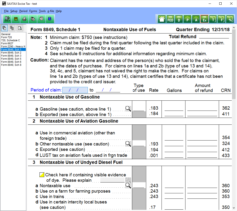 Form 8849 Schedule 1