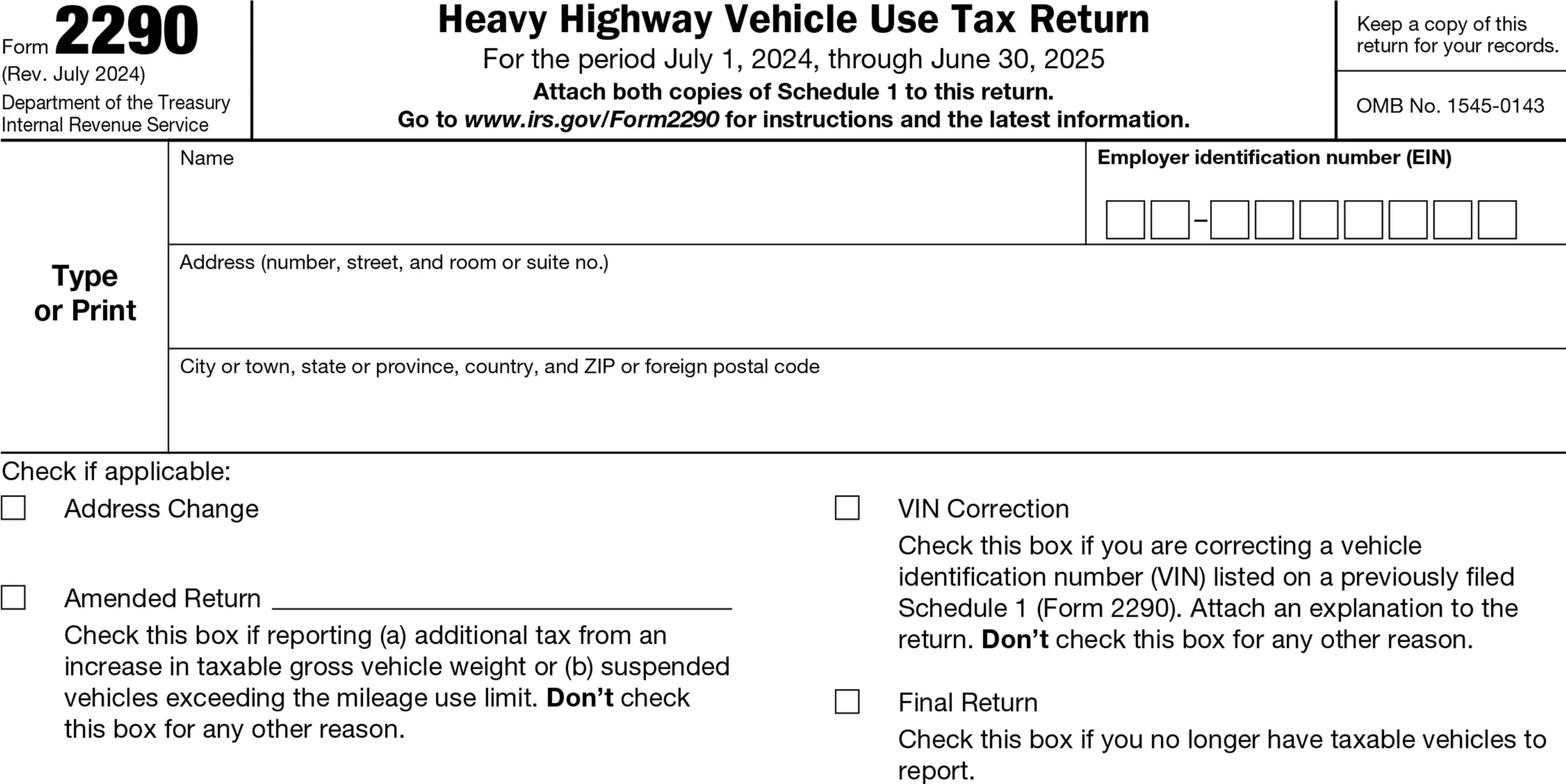 Irs 2290 Form Printable E-File