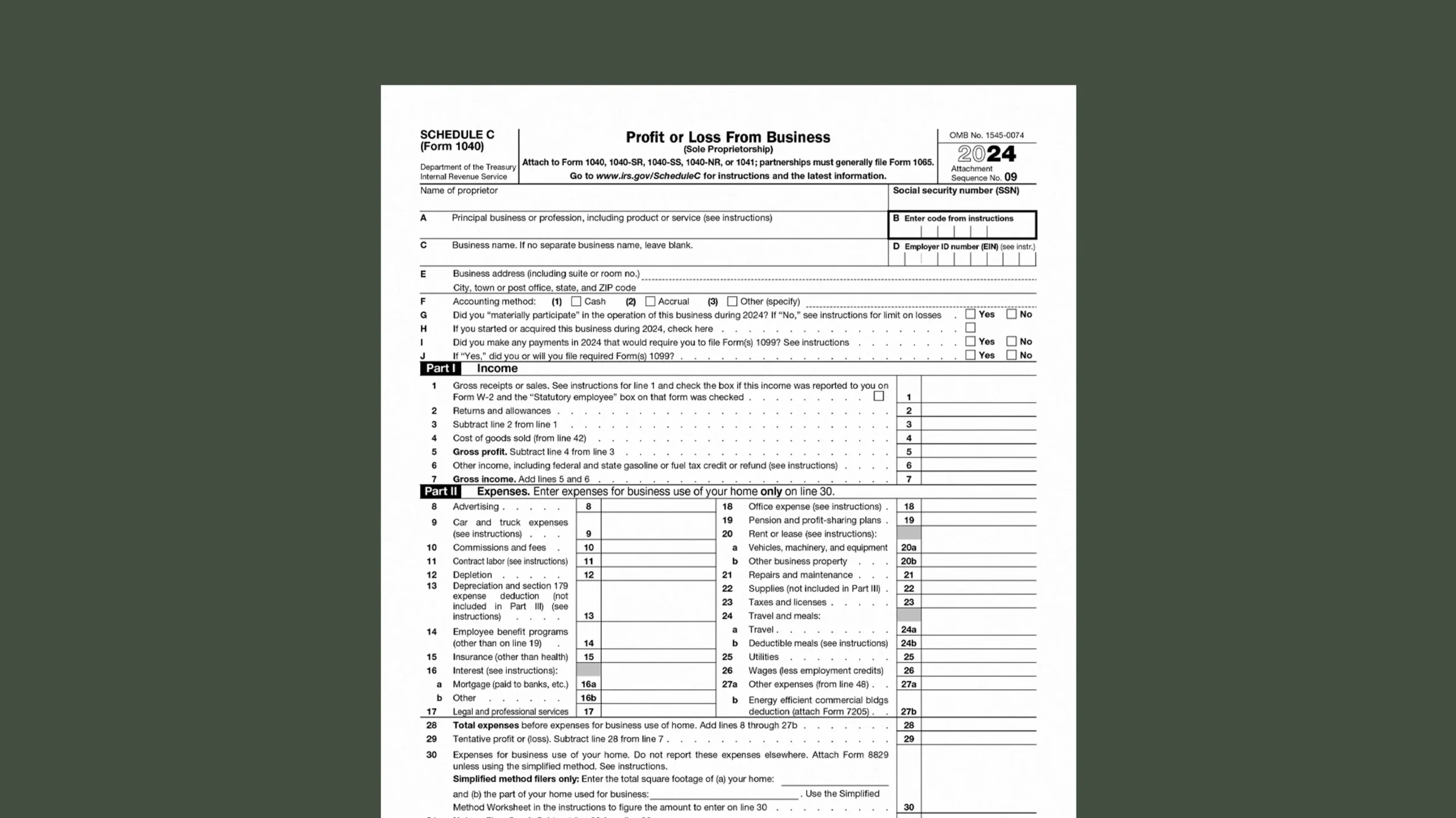 Federal Tax Form 6198