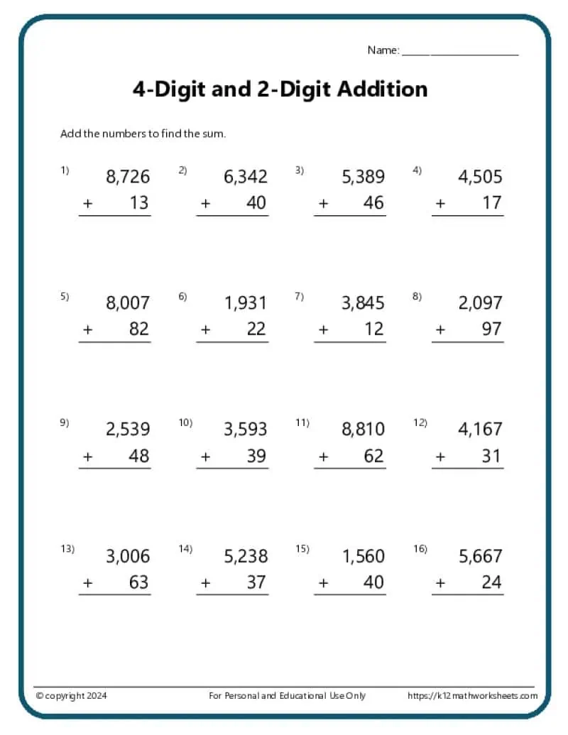 Addition And Subtraction Worksheets