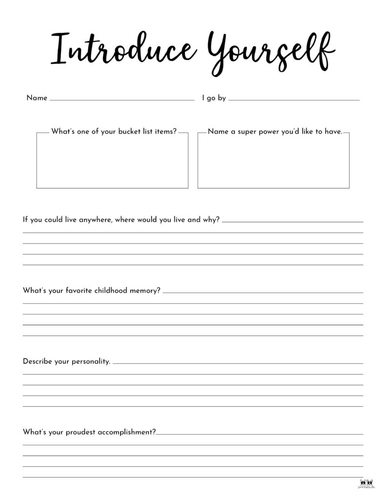 All About Me Printable Worksheets 50 FREE Printables Printabulls