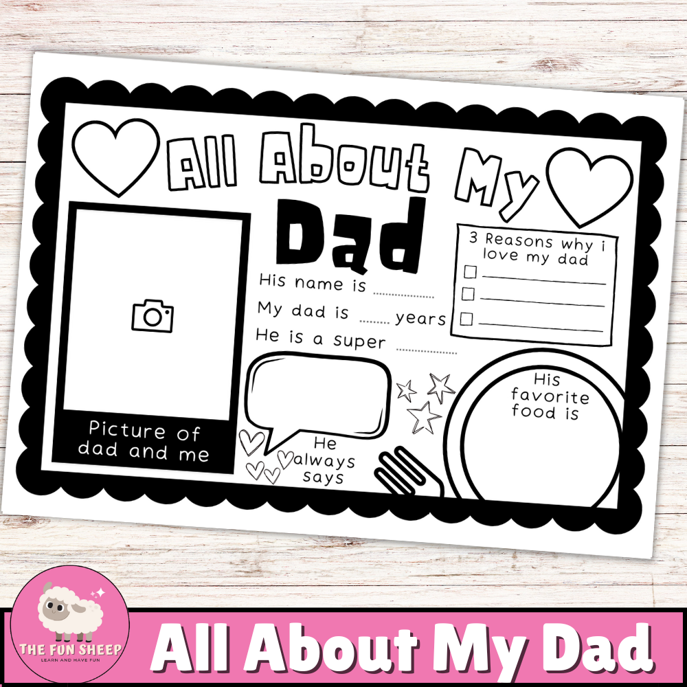 All About My Dad Questionnaire Gift Fathers Day Printable Craft 