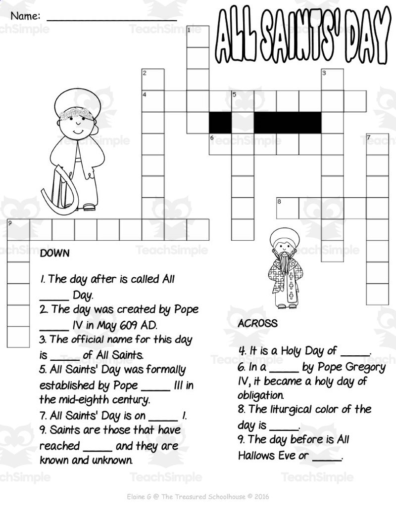 All Saints Day Activity For Middle School Hotsell Www maria 