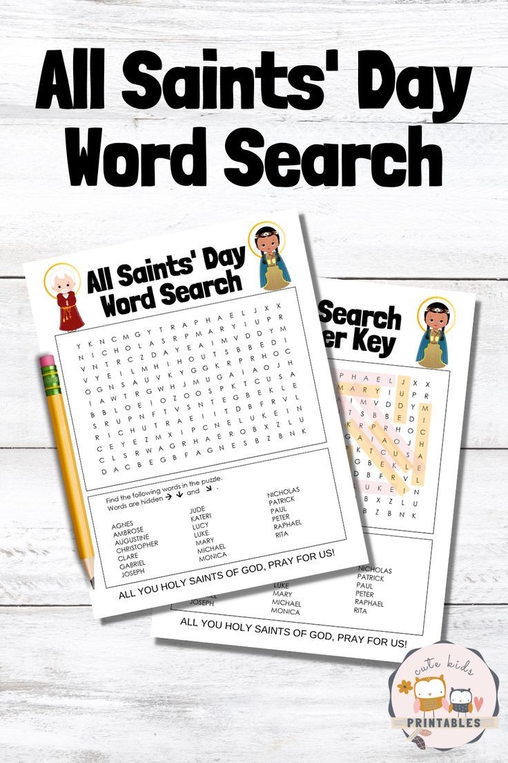 All Saints Day Word Search Printable