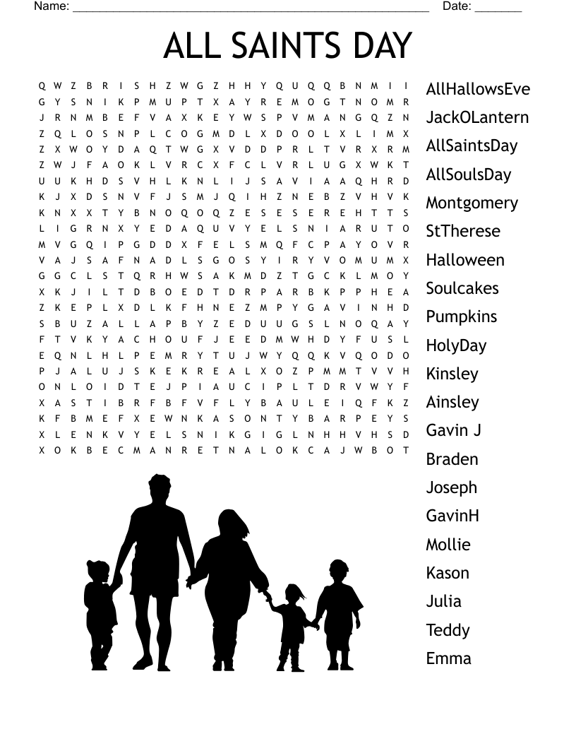 Free Printable All Saints Day Worksheets