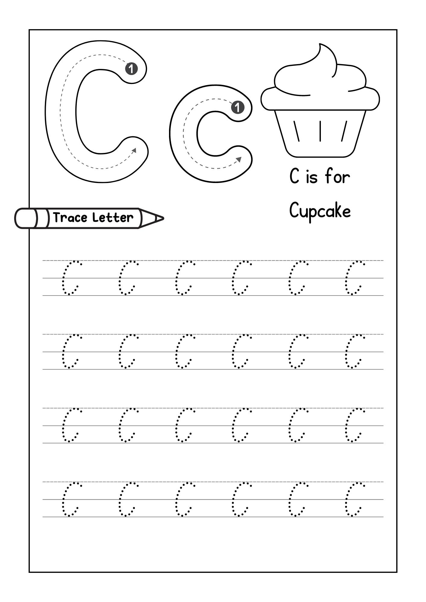 Free Printable Letter C Tracing Worksheets
