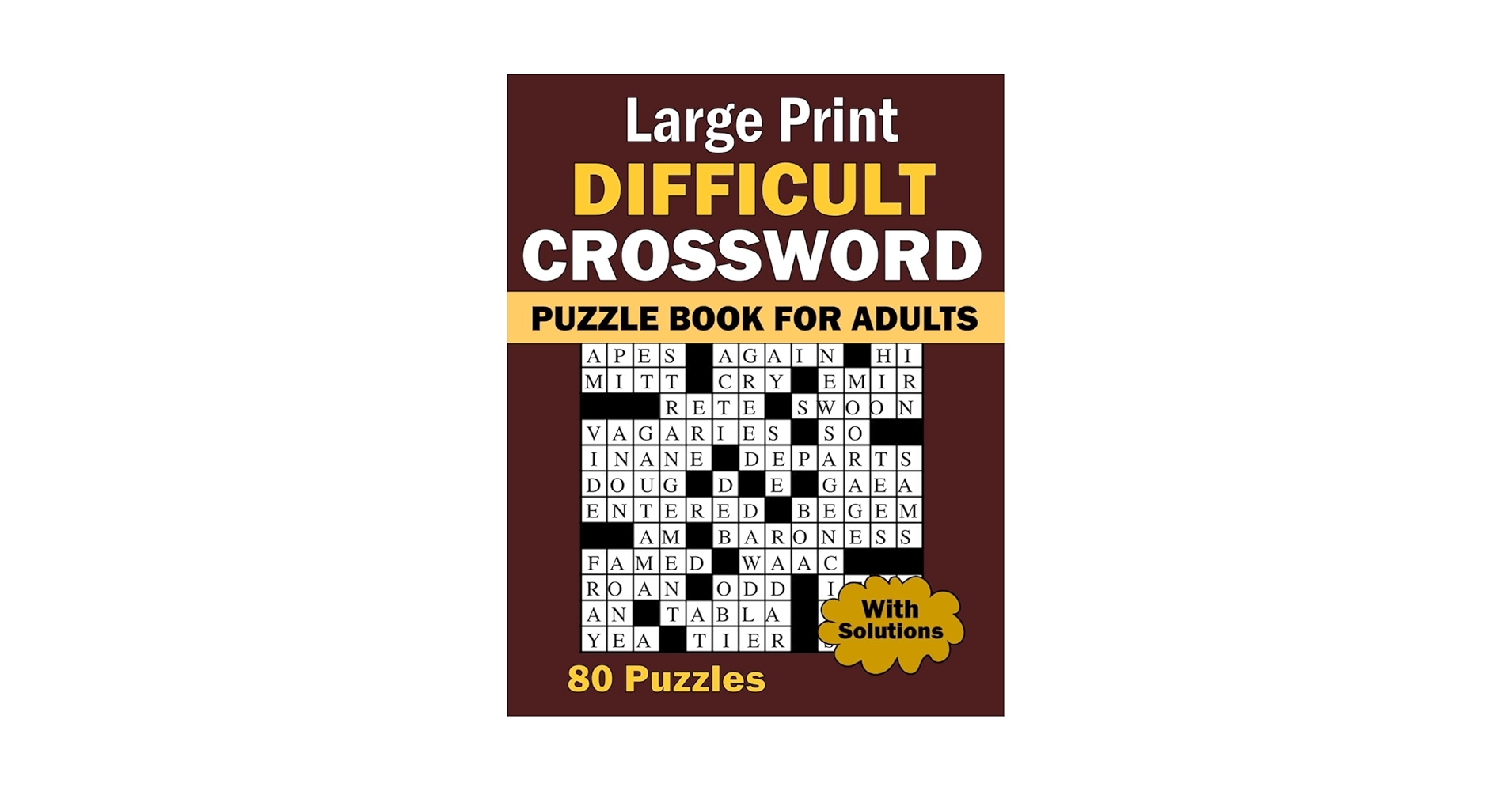 Amazon 2024 Large Print Difficult Crossword Puzzle Book For 