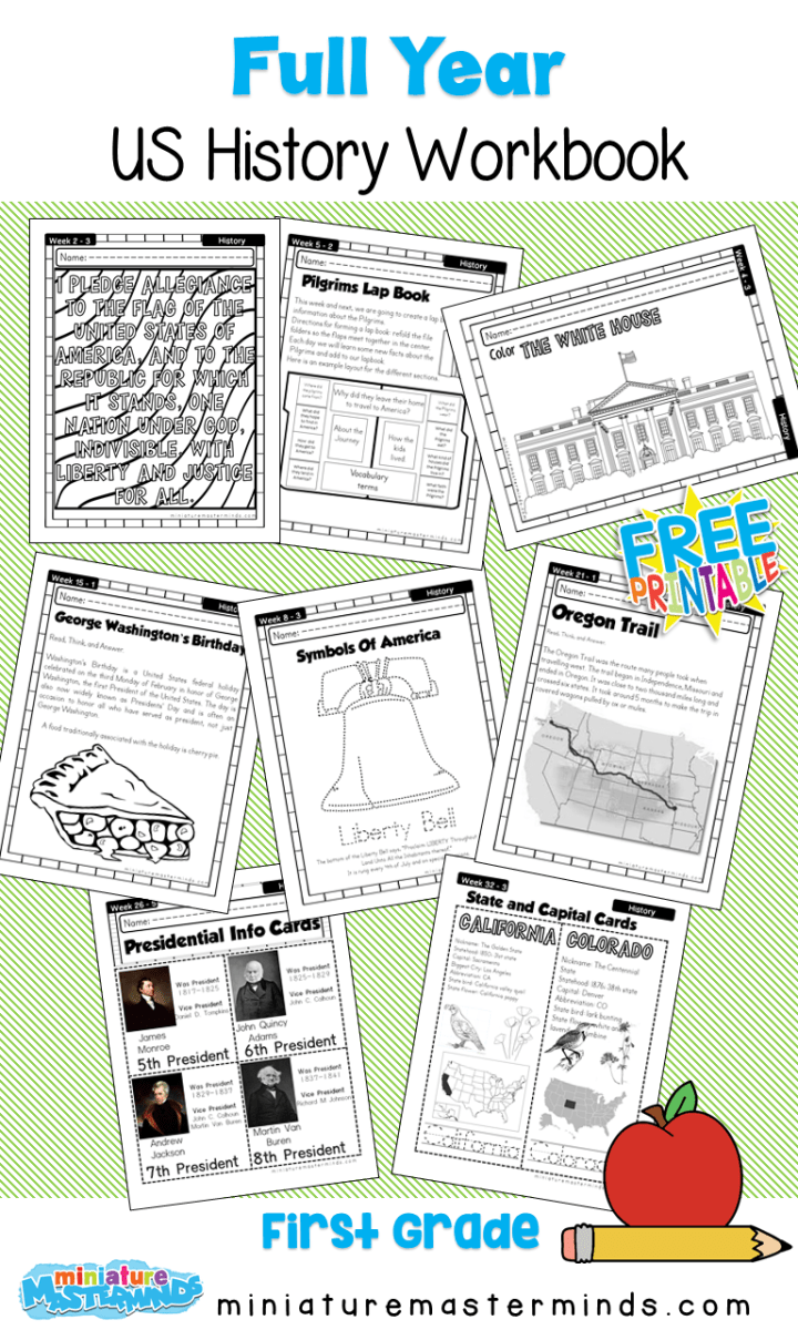 American History Work Book Ages 6 To 8 Free Printable Worksheets 