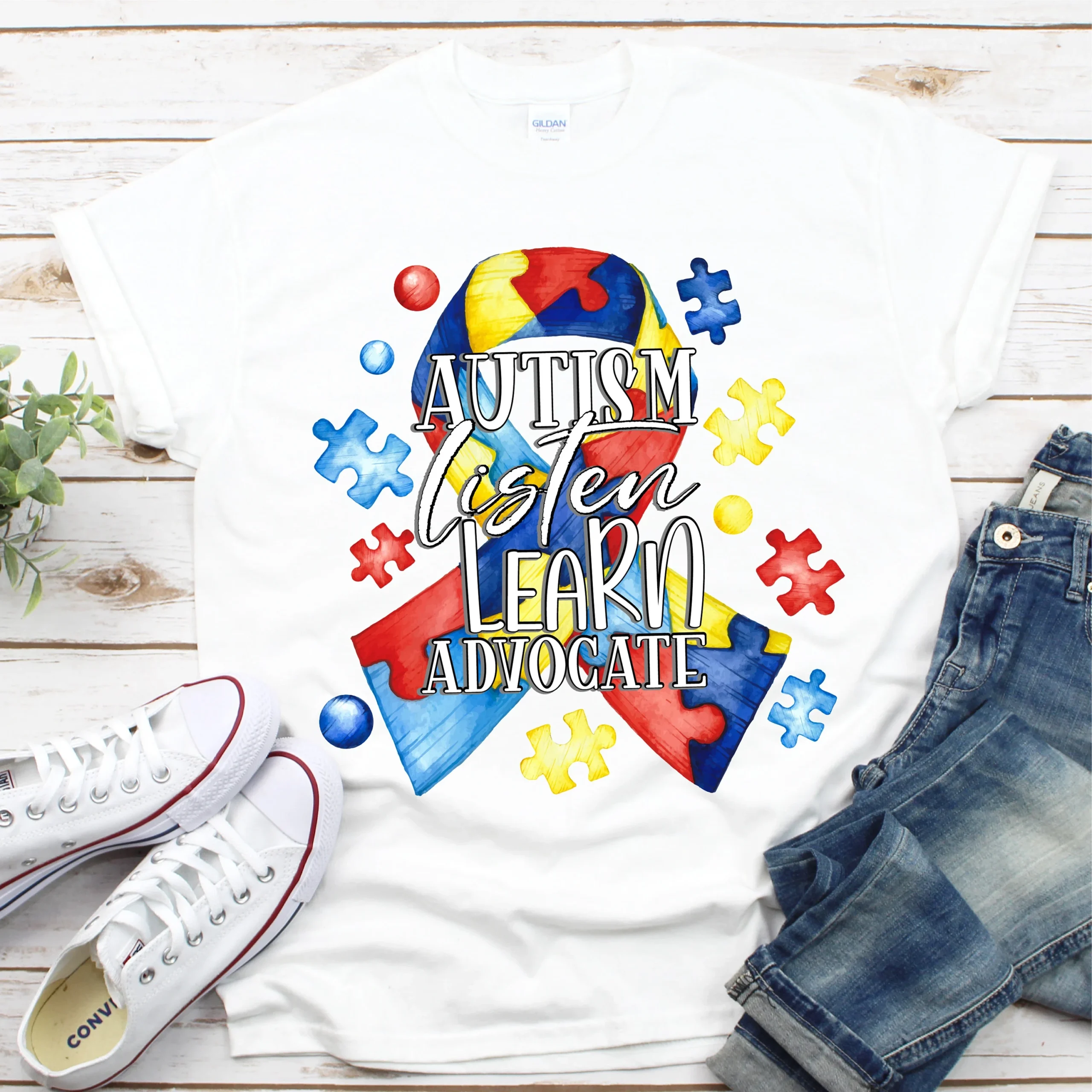 Autism Awareness PNG File For Sublimation Printing DTG Printing 
