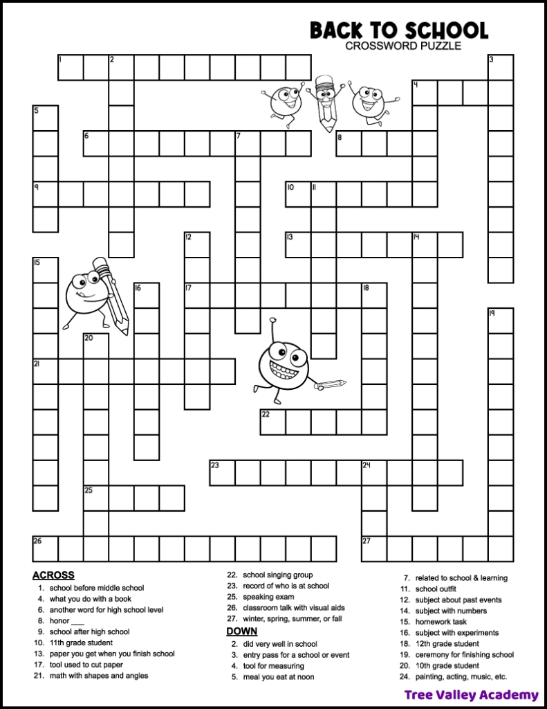 Kids Crossword Puzzles Free Printables