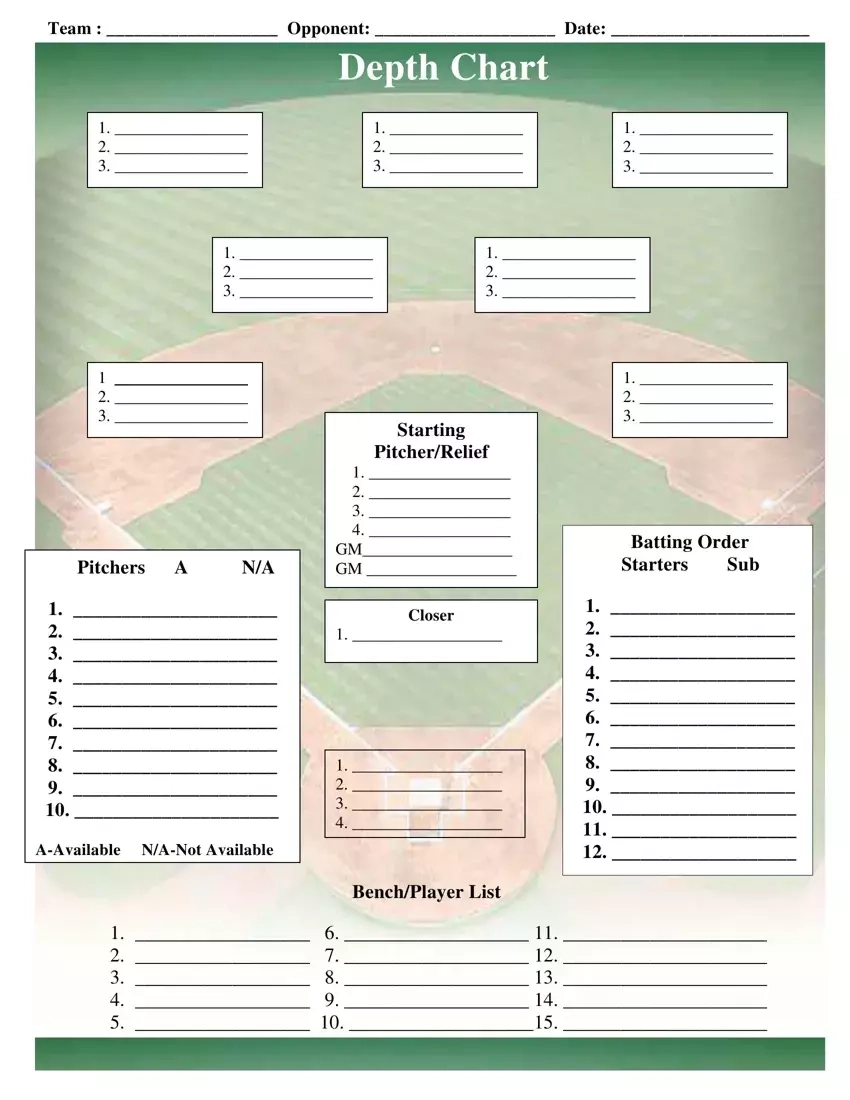 Baseball Field Lineup Template Fill Out Printable PDF