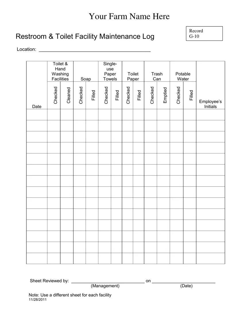 Bathroom Cleaning Log Sheet Fill Out Printable PDF Forms