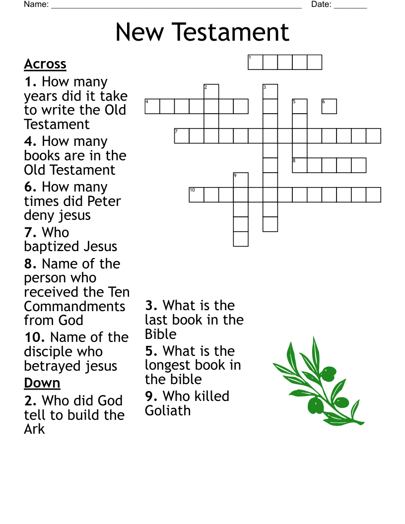 Printable Bible Trivia Crossword Puzzles