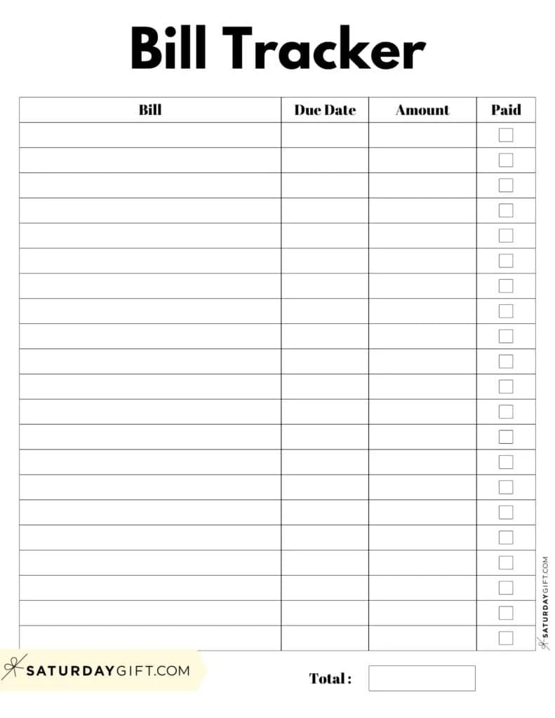 Bill Organizer Template 39 Cute amp Free Printable Bill Trackers