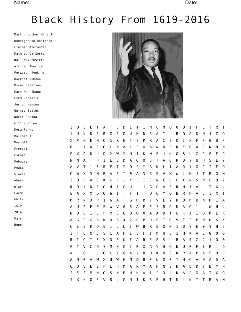 Printable Black History Crossword Puzzles