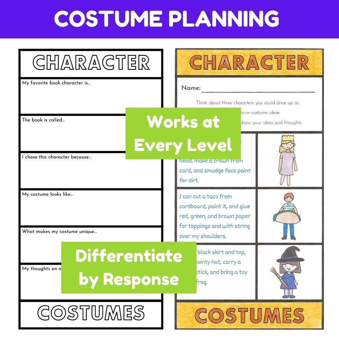 Book Character Planning Templates Costume Design