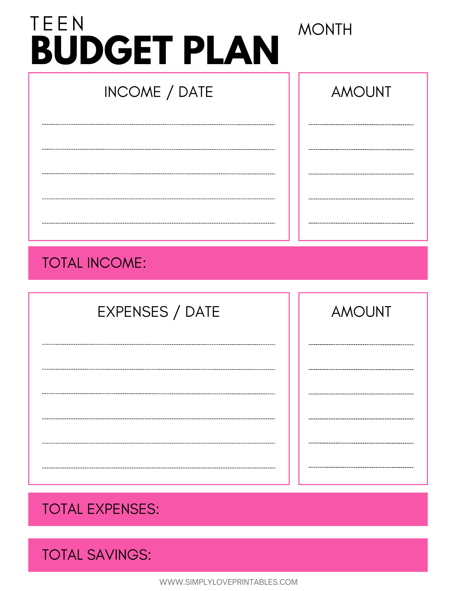 Budgeting Worksheets For Teens Simply Love Printables 