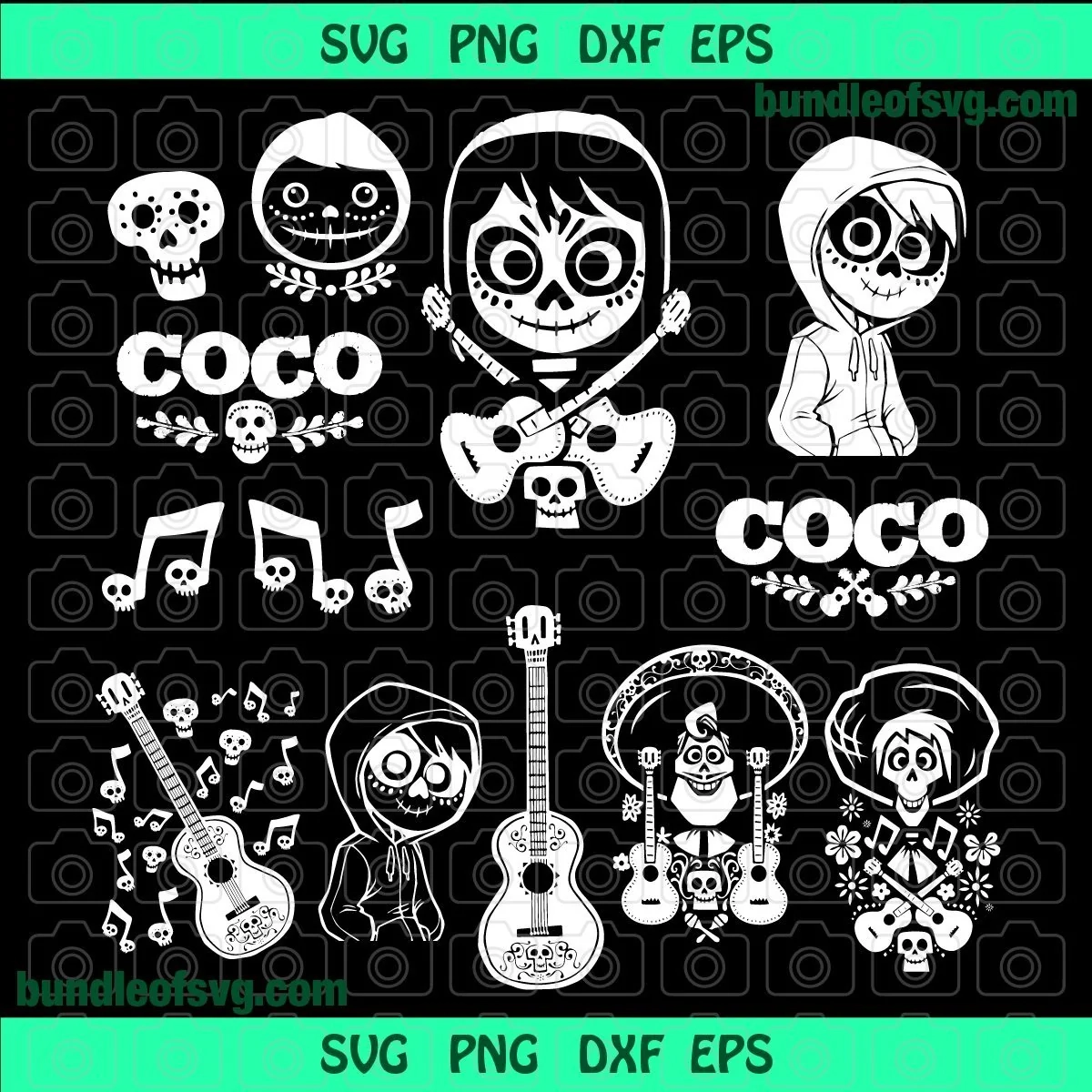 Bundle Pixar Coco SVG Miguel Rivera Guitar Birthday Svg Png Dxf
