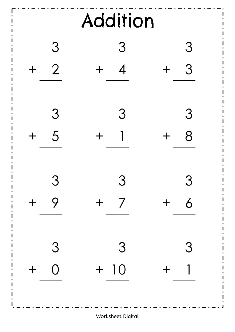 Buy 20 Printable Addition Worksheets Numbers 1 10 For Preschool 