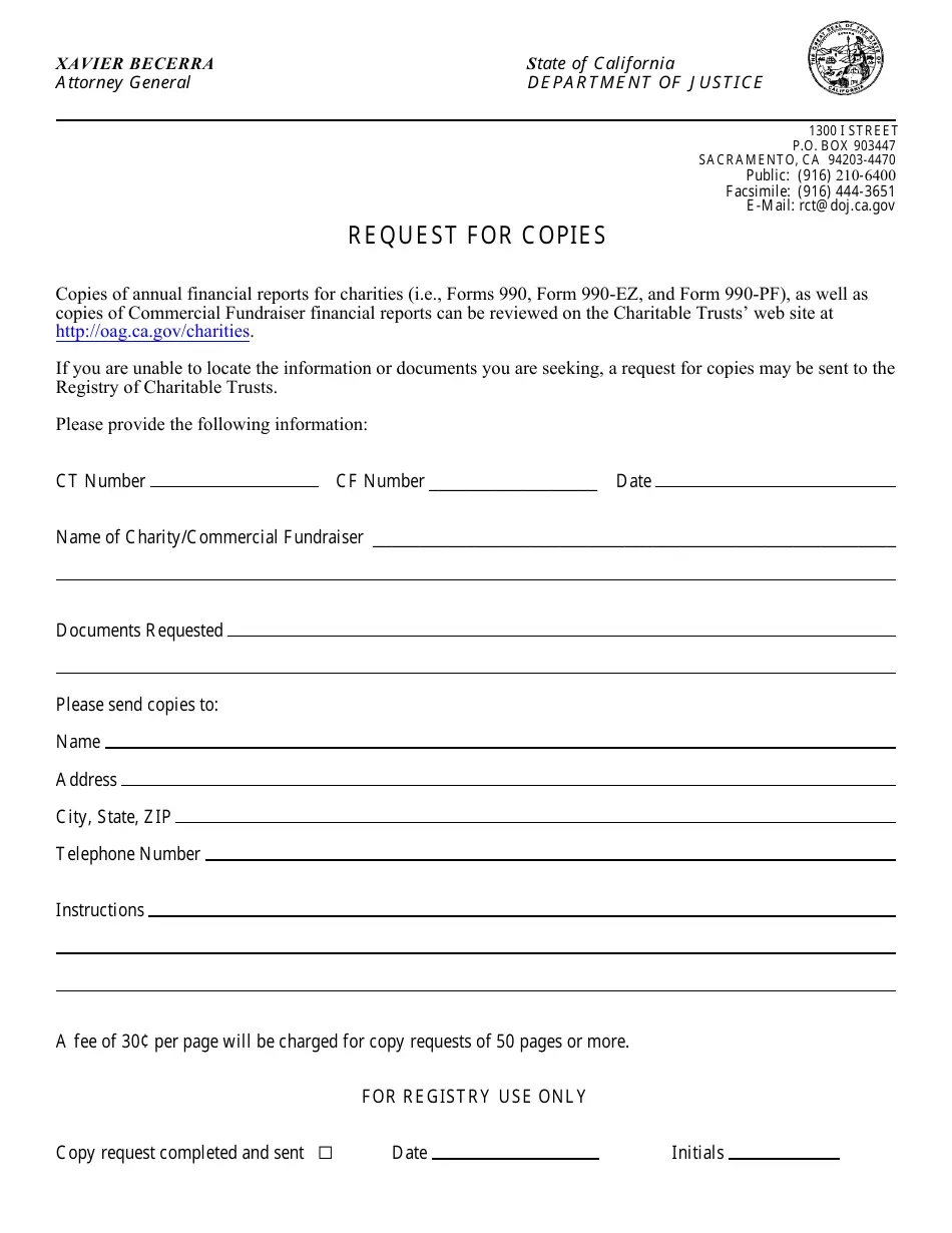 California Request For Copies Fill Out Sign Online And Download 