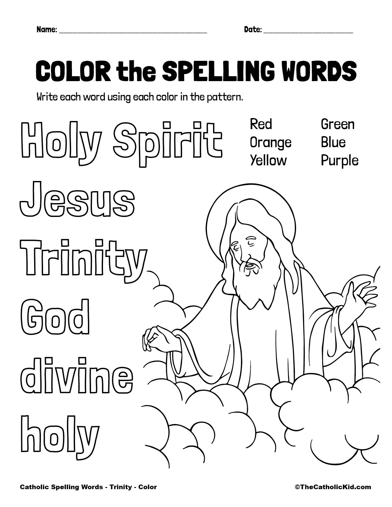Catholic Spelling amp Vocabulary Words Trinity Worksheets 