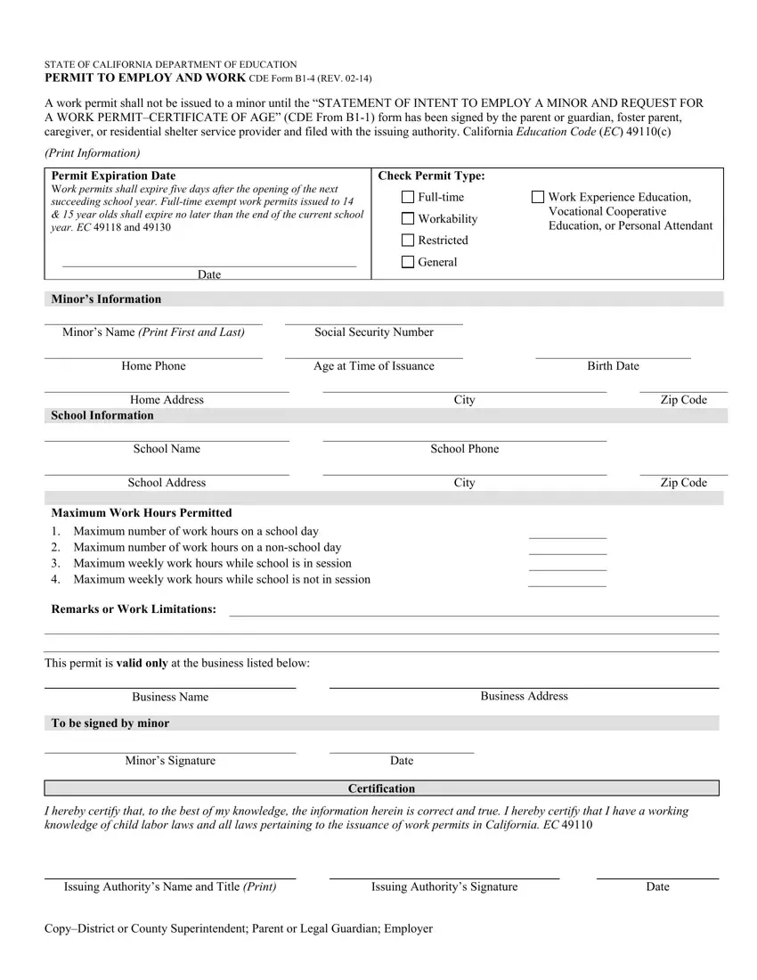 Cde B1 4 Form Fill Out Printable PDF Forms Online