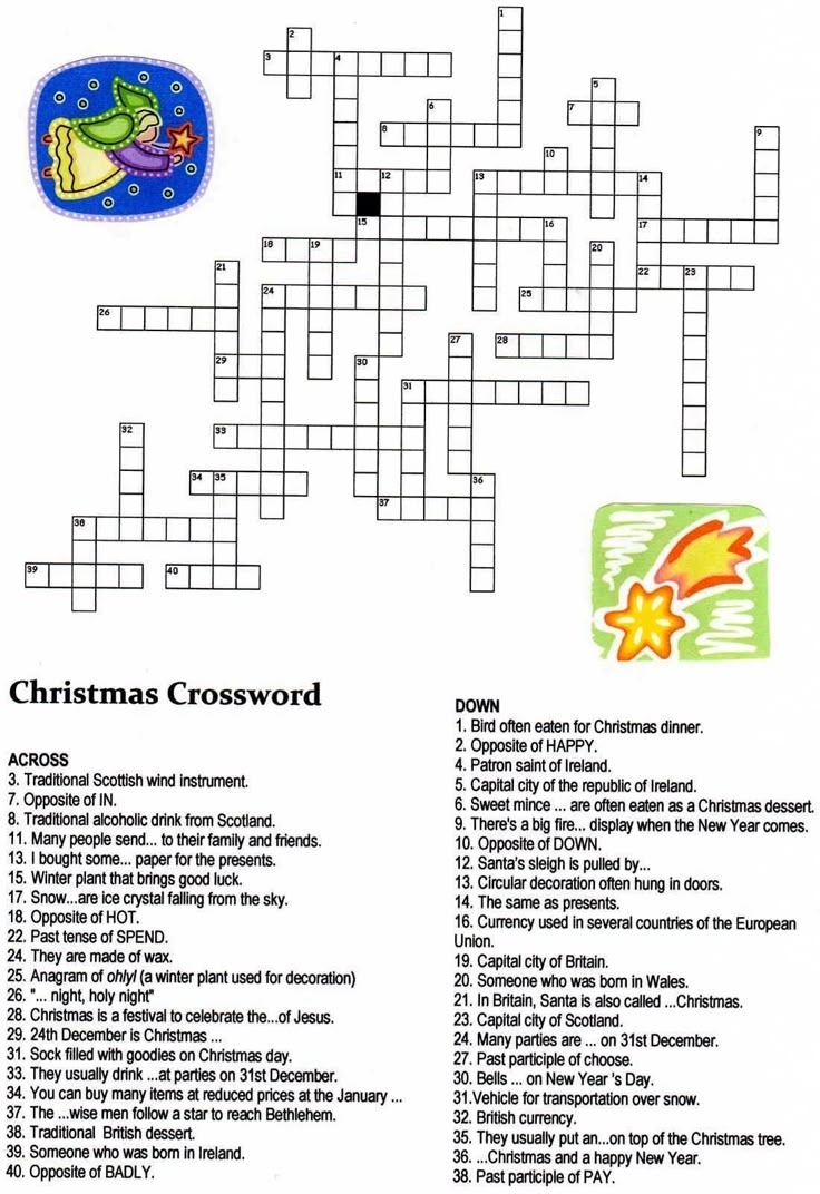 Christmas Angel Crossword Puzzle