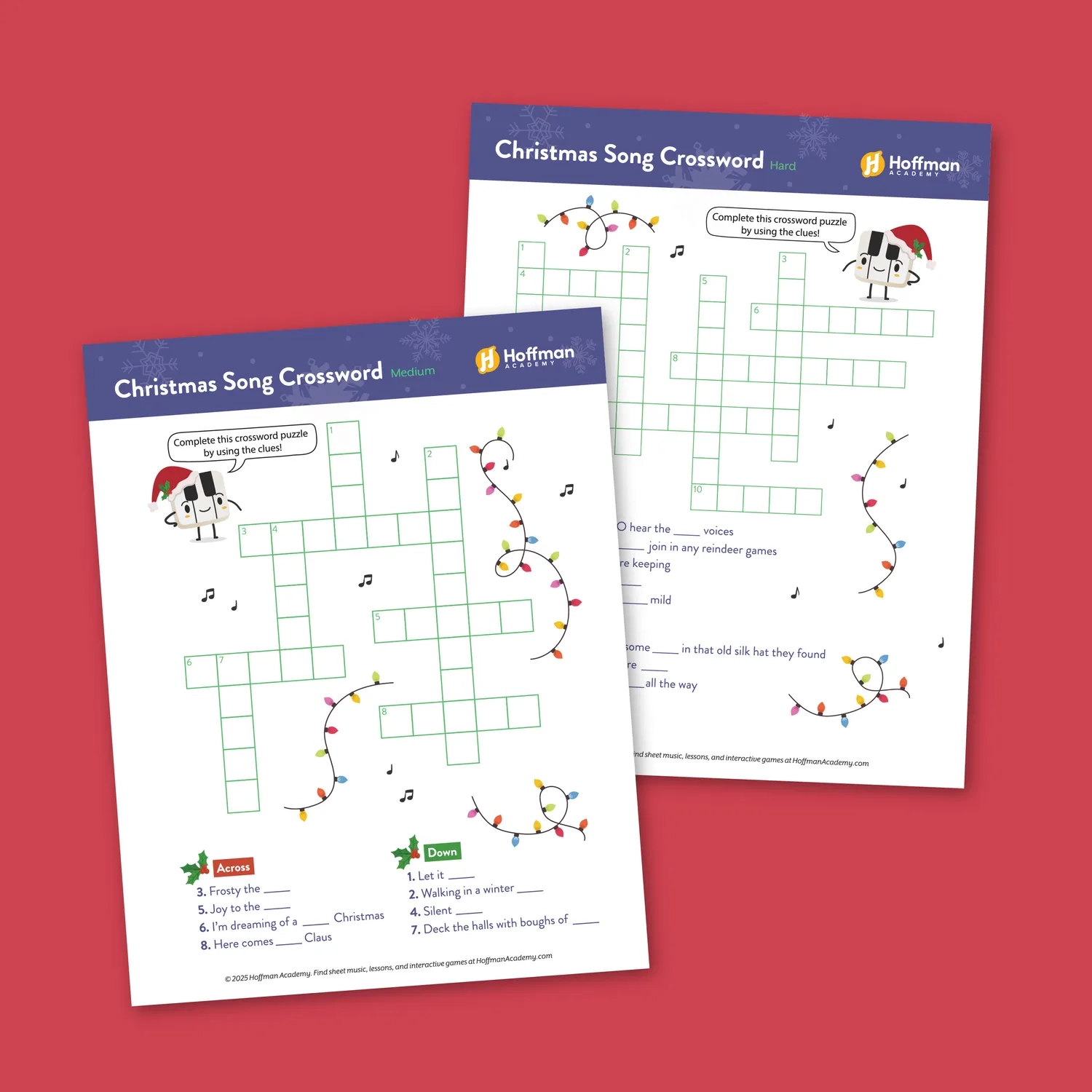 Christmas Song Crossword PDF Download