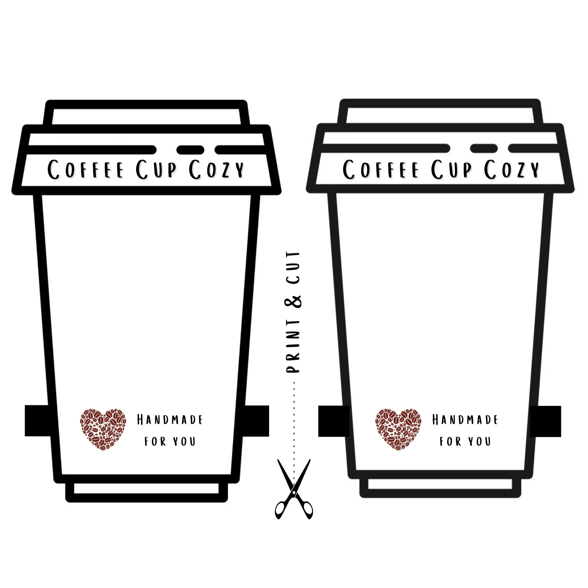 Coffee Cup Cozy Printable Cup Insert Cozy Display Card Cup 