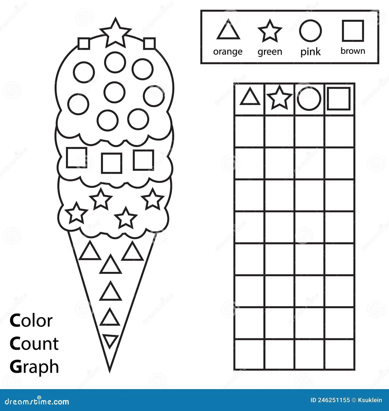 Color Count And Graph Educational Children Game Color Ice Cream 