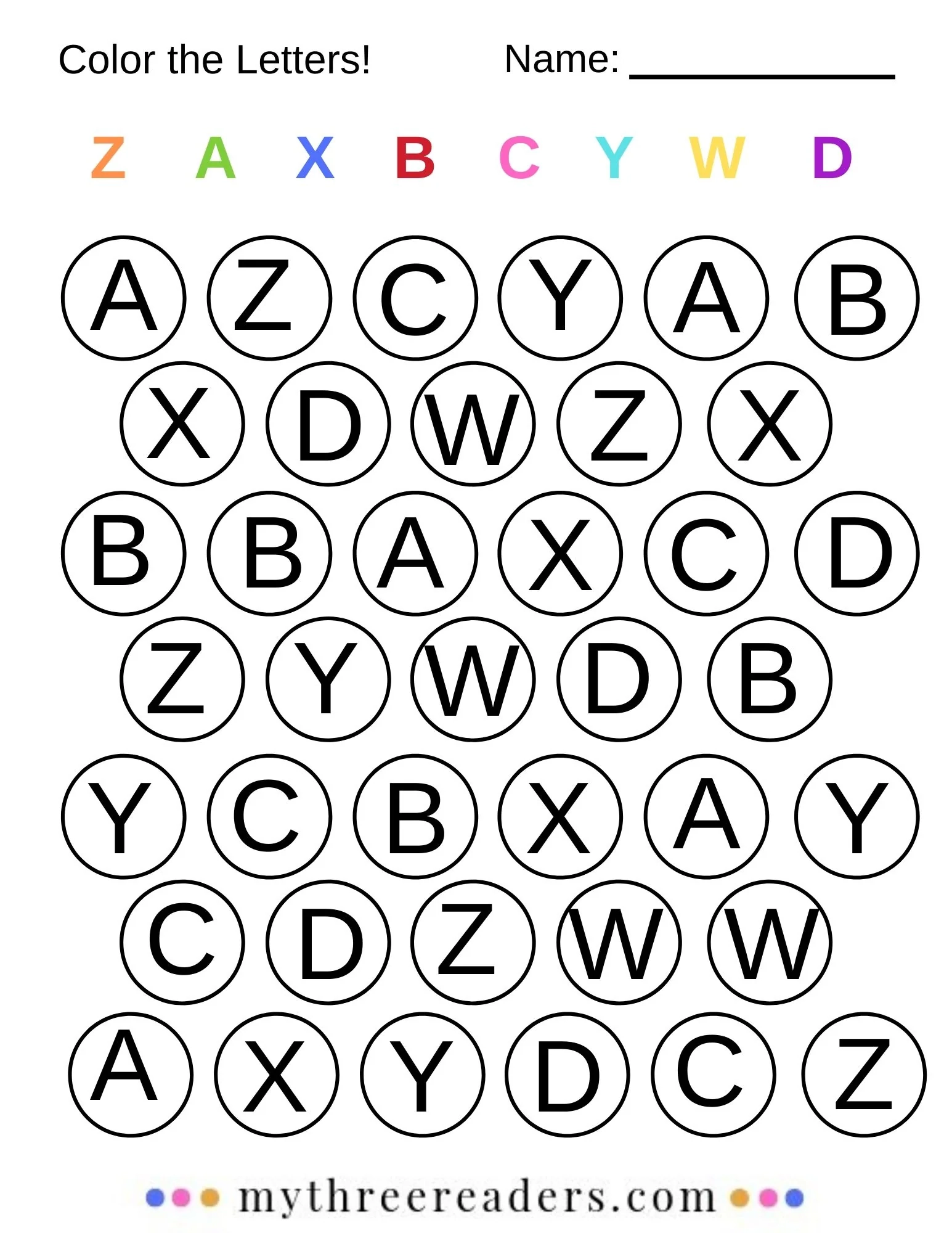 Color The Letter Printable Pages