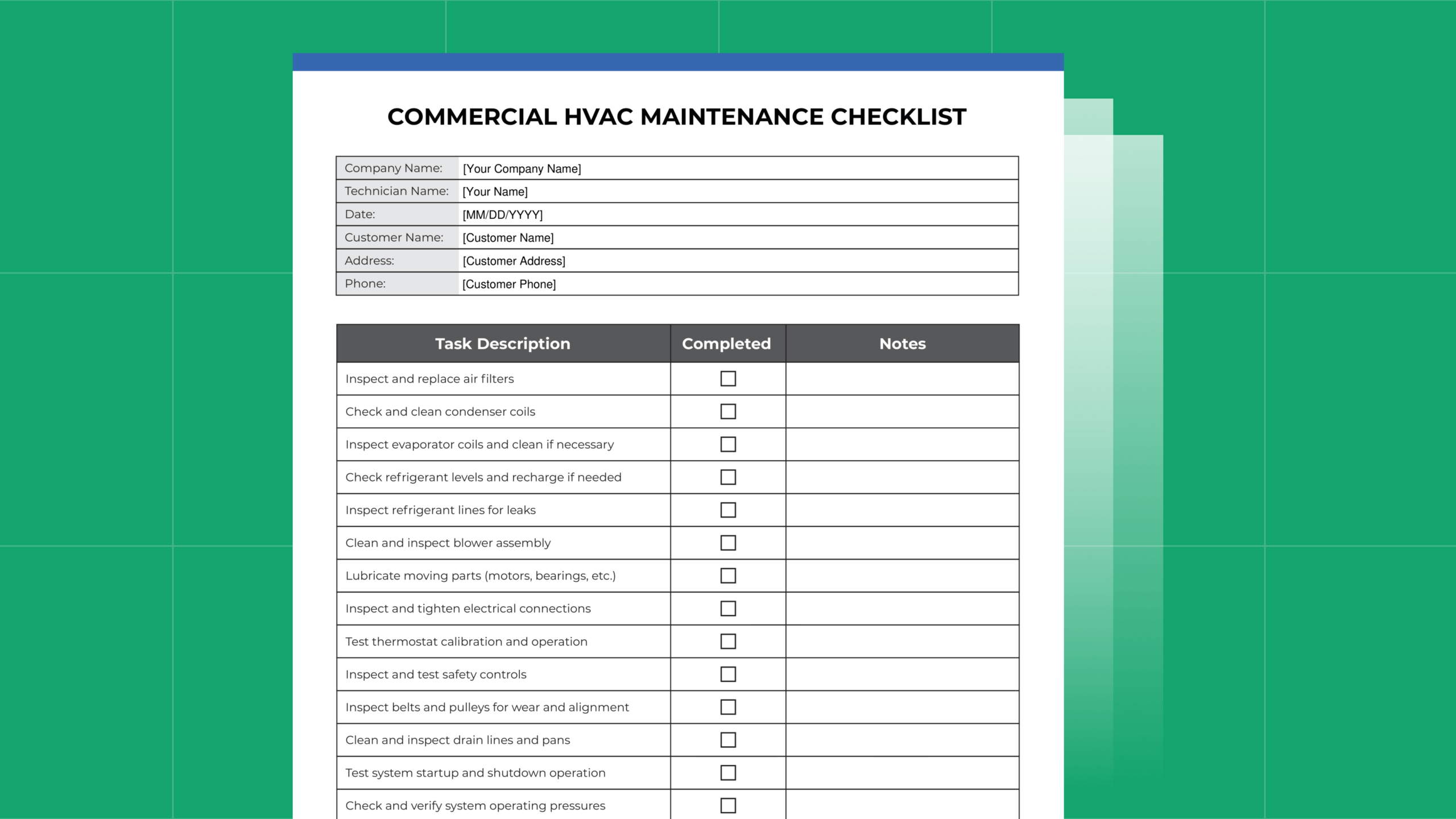 Printable Hvac Inspection Checklist Template