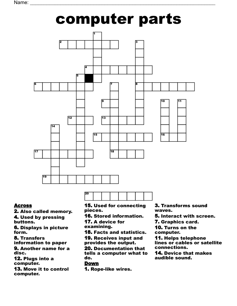 Computer Crossword Puzzles With Answers