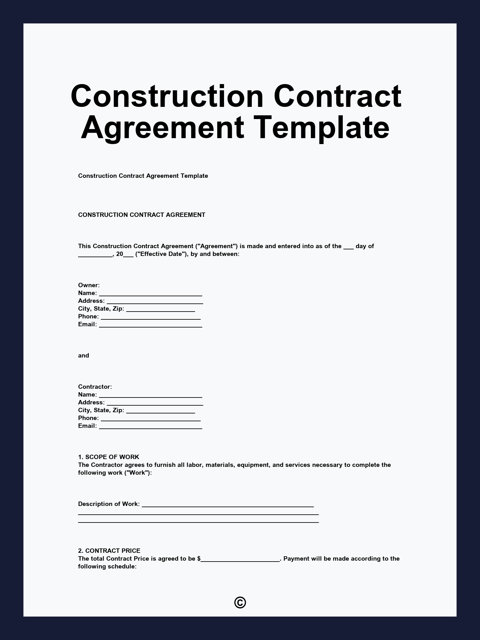 Printable Contract Template